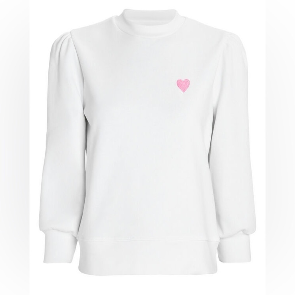 RÉSUMÉ Intermix Resume Puff Sleeve Crewneck Sweatshirt Embroidered Heart size xs